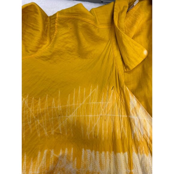 VTG ISSEY MIYAKE Scarf Tie-dye Long-sleeve shirt Small Cotton YLW/All-over patte - Picture 11 of 16